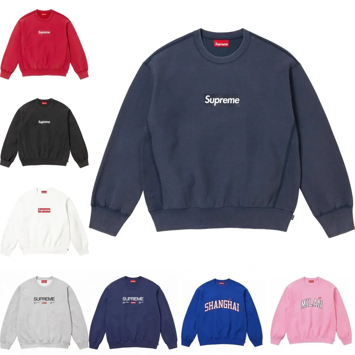 Supreme Box Logo Crewneck Sweatshirt [Multiple Colors], sweater streetwear