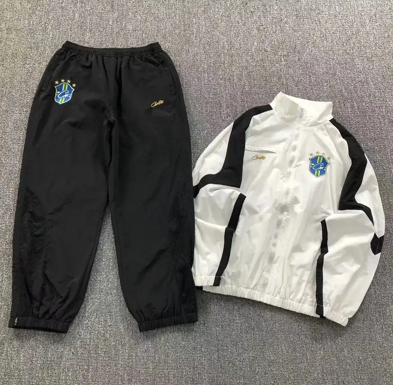 Corteiz Brazil Shield Jacket & Pants Set, jacket streetwear