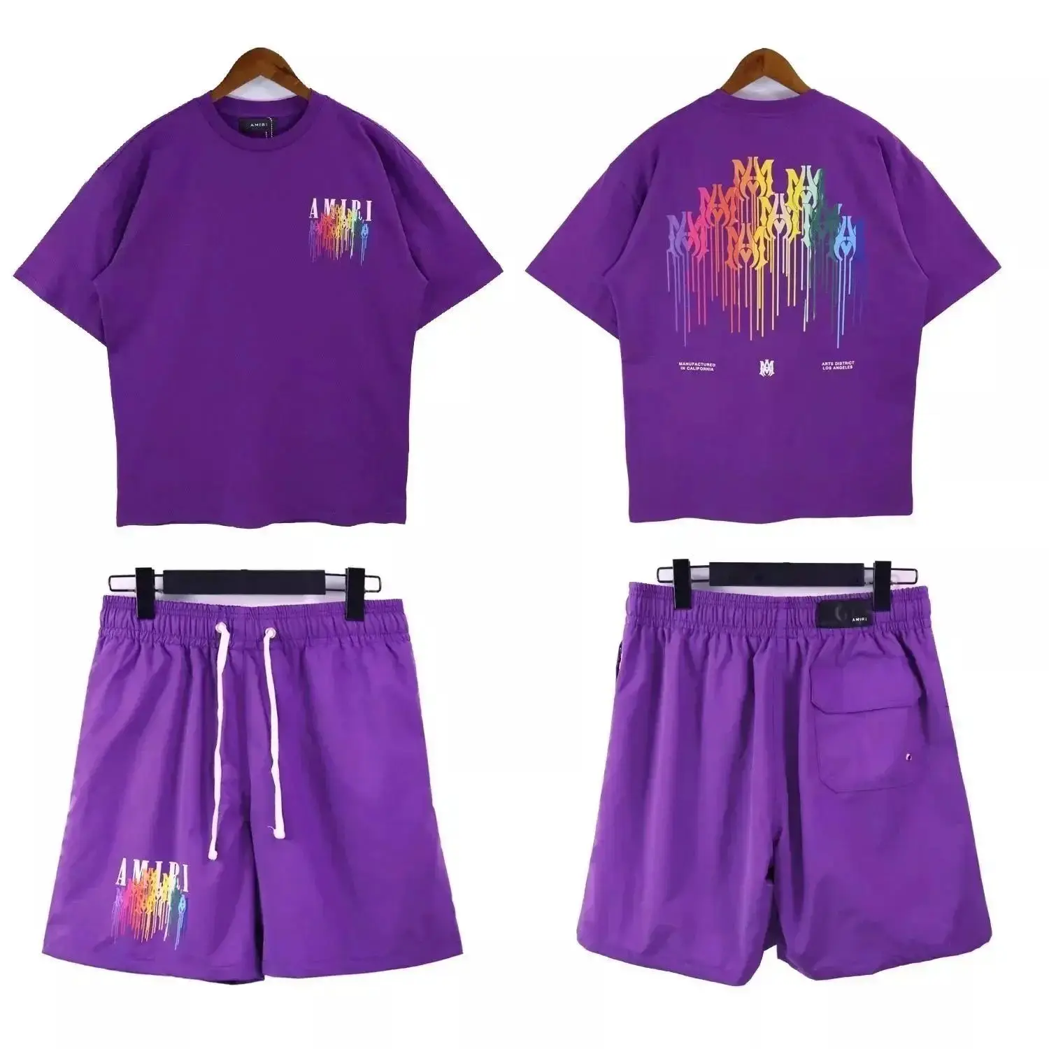 Amiri Rainbow Drip T-Shirt/Shorts Set 4